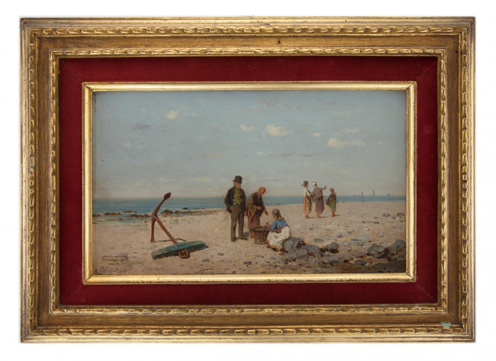 luigi steffani: Venditrice di pesce sulla spiaggia di Arziglia Bordighera 